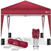 Tillvex Pavillon 3x3m wasserdicht Rot | Pop-Up Faltpavillon höhenverstellbar | Gartenzelt UV Schutz 50+ | Partyzelt mit Tasche für Garten