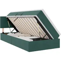Syfax Cama de almacenamiento LED con colchón Verde oscuro 90 x 200 cm