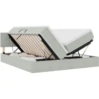 Syfax Cama de almacenamiento LED con colchón Gris Claro 180 x 200 cm