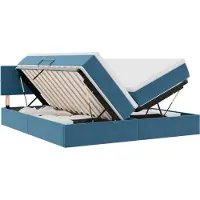Syfax Cama de almacenamiento LED con colchón Azul Oscuro 200 x 200 cm