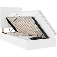 Syfax Cama con almacenamiento y LED Puro 100 x 200 cm Cuero sintético