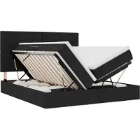 Syfax Cama con almacenamiento con cabecera Negro 180 x 200 cm Tela