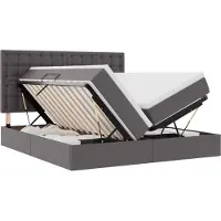 Syfax Cama con almacenamiento y LED Gris 180 x 200 cm Cuero sintético