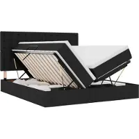 Syfax Cama con almacenamiento con cabecera Negro 180 x 200 cm Tela
