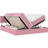 Syfax Cama de almacenamiento LED con colchón Rosa 180 x 200 cm