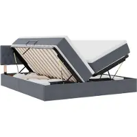 Syfax Cama de almacenamiento LED con colchón Gris oscuro 180 x 200 cm