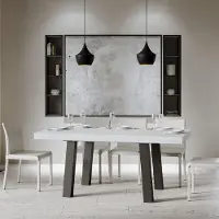 Itamoby - Mesa de comedor extensible, 200/304 x 90 cm, modelo "Bridge", con tablero de fresno blanco y patas de color antracita