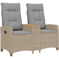 vidaXL Banco Liege con mesa, para 2 personas, 126 x 65 x 112 cm, tejido de polirratán