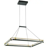 ITALUX Lámpara colgante LED de 44W, modelo MERLOT PND-54638S-44W-3K-BK-GD, marca