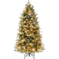 Costway , árbol de Navidad artificial de 180 cm, con 270 luces LED blanco cálido, 8 modos de iluminación, y fabricado con 806 puntas de ramas de PE, PVC y PET. Árbol de Navidad artificial