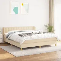 Prolenta Maison Exclusive: Base de cama con somier y colchón, color crema, 160x200 cm, tejido