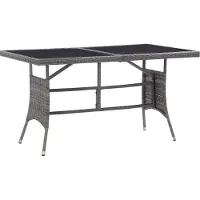 Syfax Mesa de jardín ratán sintético gris 140x80x74 cm