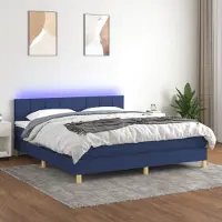 Prolenta Maison Exclusive: Base de cama con somier, colchón y luces LED, color azul, 160x200 cm, tapizada en tela