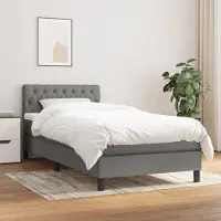 Prolenta Maison Exclusive: Base de cama con somier y colchón, color gris oscuro, 100 x 200 cm, material: textil