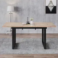 OKWISH Mesa extensible para comedor, mesas plegables de 140/180*80*75 cm, mesa rectangular para sala de estar, estilo industrial, aspecto de roble y color