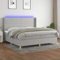 Prolenta Maison Exclusive: Base de cama con somier, colchón y luz LED, color gris claro, 200x200 cm, material: textil