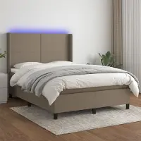 Prolenta Maison Exclusive: Base de cama con somier, colchón y luces LED, color beige, 140x190 cm, tapizada en tela