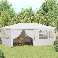 Prolenta Maison Exclusive: Tienda de campaña para fiestas profesionales con paredes laterales, 4x6 metros, color blanco, 90 g/m²