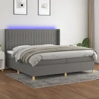 Prolenta Maison Exclusive: Base de cama con somier, colchón y luces LED, color gris oscuro, 200x200 cm, material: textil