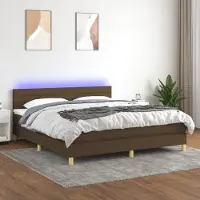 Prolenta Maison Exclusive: Base de cama con somier, colchón y luces LED, color marrón oscuro, 160x200 cm, material: textil