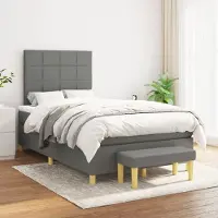 Prolenta Maison Exclusive - Base de cama con somier y colchón, color gris oscuro, 120x200 cm, tejido