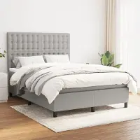Prolenta Maison Exclusive - Base de cama con somier y colchón, color gris claro, 140 x 190 cm, tejido