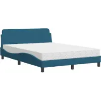 Syfax Cama con colchón Dover terciopelo azul 140x190 cm