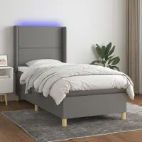 Prolenta Maison Exclusive: Base de cama con somier, colchón y luces LED, color gris oscuro, 100x200 cm, material: textil