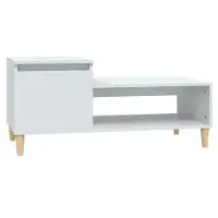 Syfax Mesa de centro madera contrachapada blanco brillo 100x50x45 cm