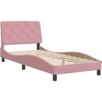 Syfax Estructura de cama sin colchón terciopelo rosa 90x200 cm