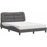 Syfax Cama con colchón Hvar cuero sintético gris 140x190 cm