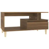 Syfax Mesa de centro madera contrachapada roble marrón 90x49x45 cm