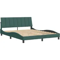 Syfax Estructura de cama sin colchón Hanko terciopelo verde oscuro 160x200 cm