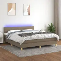Prolenta Maison Exclusive: Base de cama con somier, colchón y luces LED, color taupe, 160x200 cm, tapizada en tela