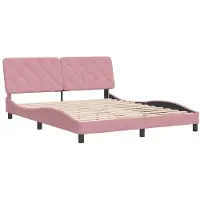 Syfax Estructura de cama sin colchón terciopelo rosa 160x200 cm