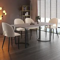 MODFU Mesa de comedor . Mesa rectangular de comedor de estilo moderno, con encimera de mármol. Mesa de cocina con patas de metal, ideal para el comedor o el salón
