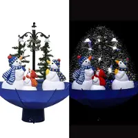 The Living Store El árbol de Navidad "" con efecto de nieve y base con forma de paraguas, color azul, 75 cm, fabricado en PVC