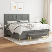 Prolenta Maison Exclusive - Base de cama con somier y colchón, color gris oscuro, 160x200 cm, tejido