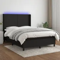 Prolenta Maison Exclusive: Base de cama con somier, colchón y luces LED, color , 140x190 cm, tapizada en tela