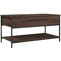 Syfax Mesa de centro madera ingeniería metal marrón 100x50x50 cm