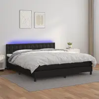 Prolenta Maison Exclusive: Base de cama con somier, colchón y luces LED, color , 180x200 cm, tapizada en cuero sintético