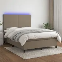 Prolenta Maison Exclusive: Base de cama con somier, colchón y luces LED, color beige, 140x190 cm, tapizada en tela
