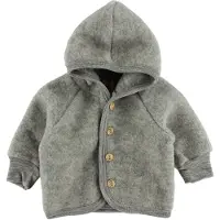 Engel - Children's Hooded Jacket with Wooden Buttons - Chaqueta de lana size 86/92, gris