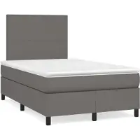 Syfax Cama box spring con colchón cuero sintético gris 120x200 cm
