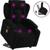 Syfax Sillón reclinable de masaje elevable tela negro