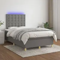 Prolenta Maison Exclusive: Base de cama con somier, colchón y luces LED, color gris oscuro, 120x200 cm, material: textil