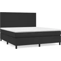 Syfax Cama box spring con colchón cuero sintético negro 180x200 cm