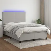 Prolenta Maison Exclusive: Base de cama con somier, colchón y luz LED, color gris claro, 140x200 cm, material: textil