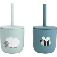 Done by Deer Paquete De 2 Vasos Con Pajitas Silicona Tiny Farm