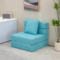Sweiko Sillón reclinable , también utilizado como cama para invitados. Funda desmontable, 70 cm x 70 cm x 61 cm, color azul claro